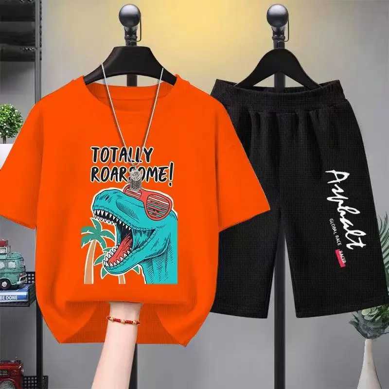 Clothing Sets Summer Baby Girls Clothes Set Children Boy Dinosaur Printed T-shirts and Shorts 2pcs Suit Casual Top Bottom Outfits Tracksuits H241214