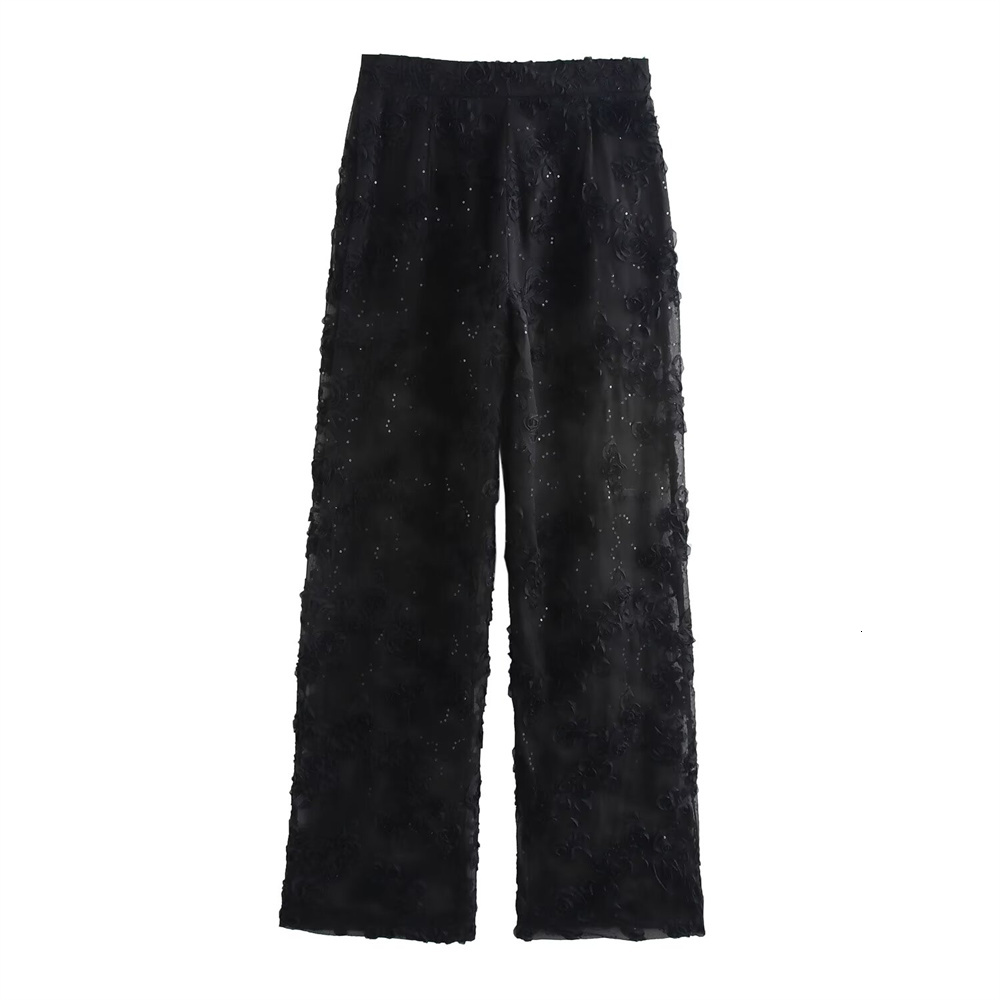 Trautuumn new product women's collar sleeves embroidered bead texture suit jacket high waisted pants