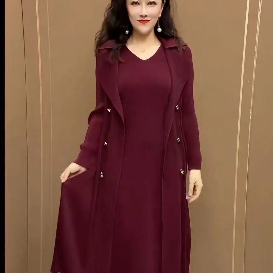 D791 Retro Sleeveless Knitted Vest Dress Women's Summer High-Level Slim Waist Slim Fit Long Skirt