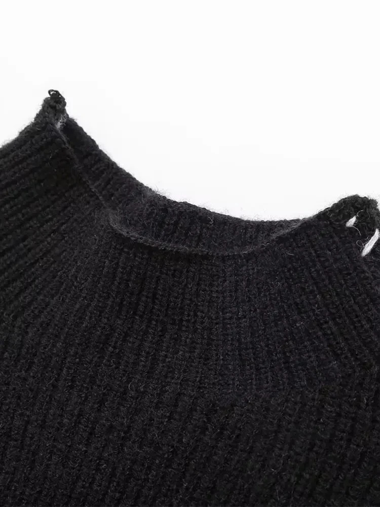 ZaZevity TRAF AutumnWinter Large Turtle Neck Sweater Loose Weight Loss Casual n Fashionable Knitted Top 241211