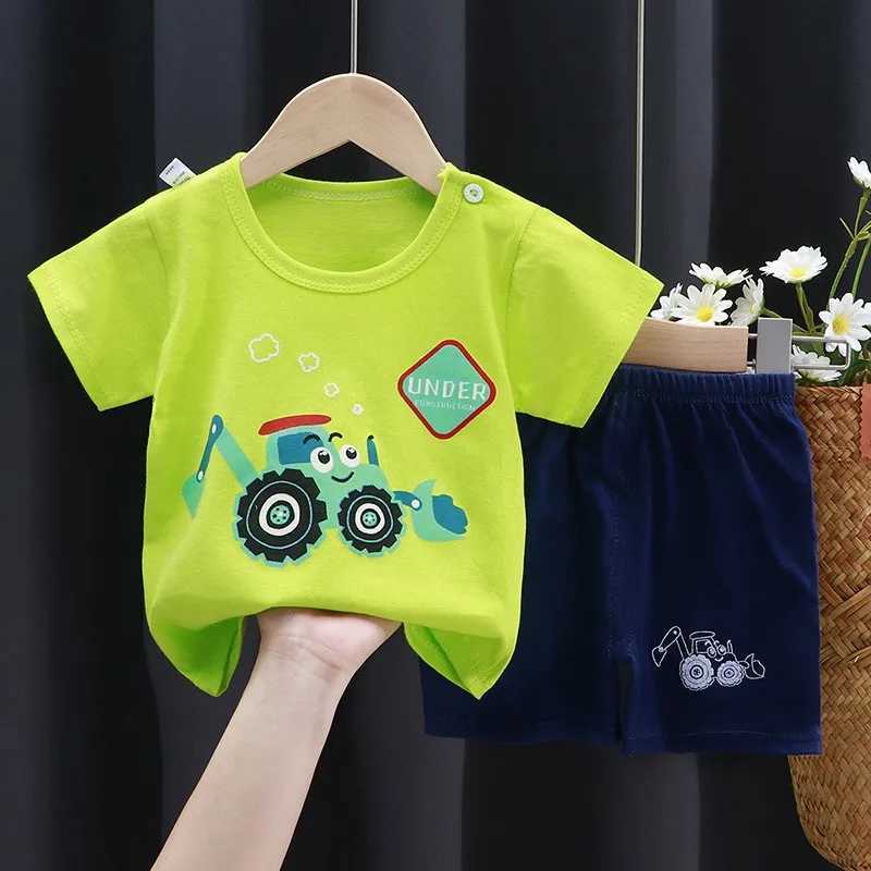 Clothing Sets Boys Summer Costume New Short Sleeve Tshirt Shorts Baby Girls Small Car Print Tees 2PCS Trendy New Style Tracksuits Outer Wear H241214