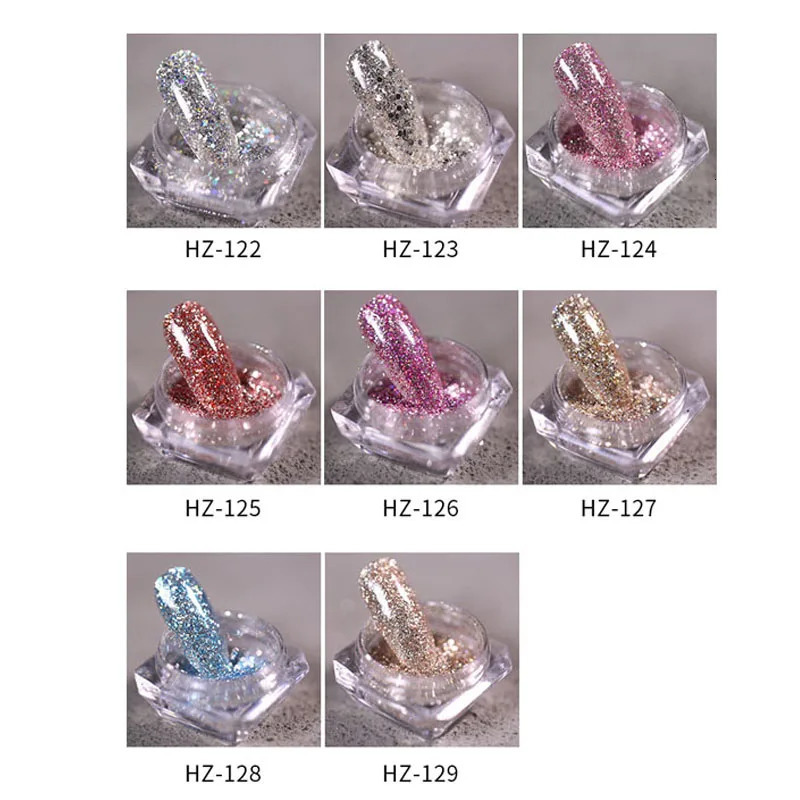 Nail Art DIY Platinum Powder 3D Mixed 8 Color Dust Sets Glitter Silver Sequins Flakes Manicure Decoration 241213