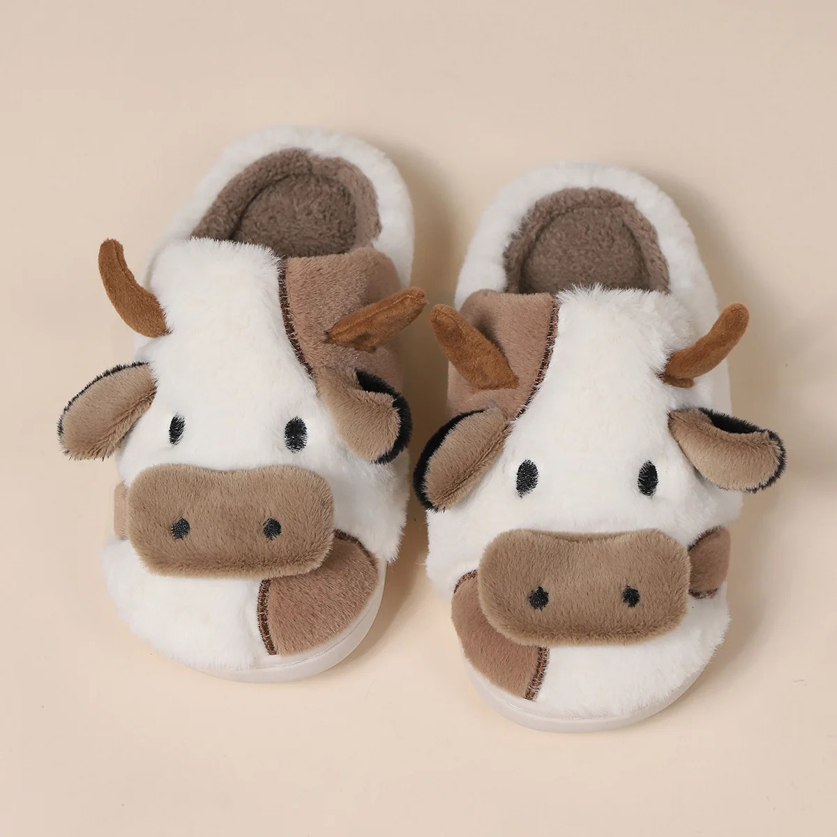 Pallene Cartoon Animals Slippers Plush Warm Women Slides Soft Bottom Comfort House Shoes Furry Girls Cute Cotton 241214