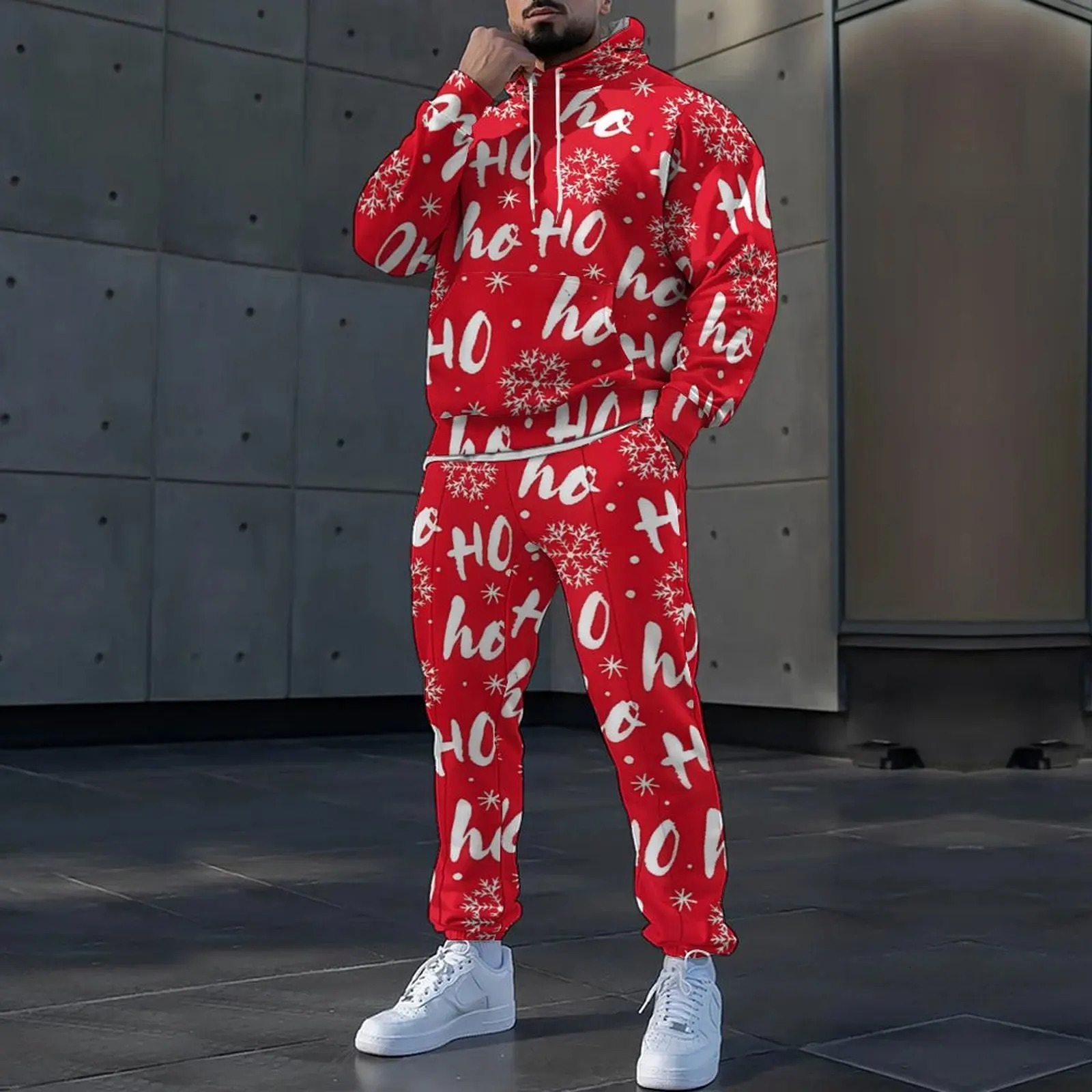 A musthave in winter stylish warm Christmas theme sports suit green and red snowflake pattern full of holiday atmosphere 241211