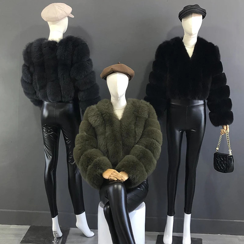 Style Women Fur Coat Real Fox Jacket Natural Short Clothing Full Length Sleeve Female 241211
