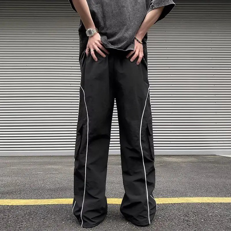 Oversized Black Sweatpants Men Side Stripe Basic Cargo Pants Lady Y2K Streetwear Baggy Jogger Men Women Casual Korean Fashion 241214