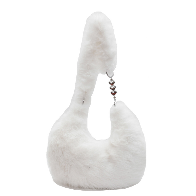 New autumn and winter collection, cute Korean women's zipper bag, large capacity fur crossbody shoulder bag