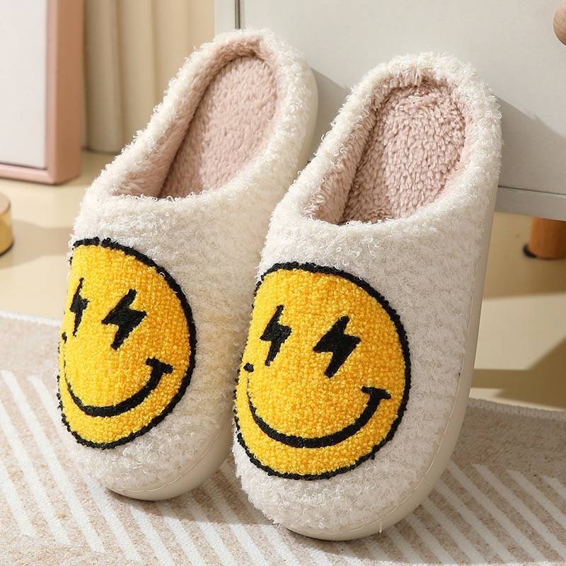 Super Cute Lighing Smile Face Slippers For Women House Funny Ladies Casual Footwear Winter Shoes Indoor Slides for Home