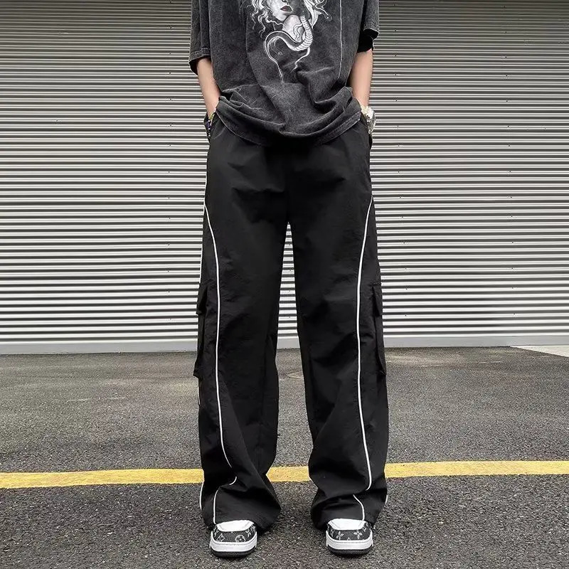 Oversized Black Sweatpants Men Side Stripe Basic Cargo Pants Lady Y2K Streetwear Baggy Jogger Men Women Casual Korean Fashion 241214