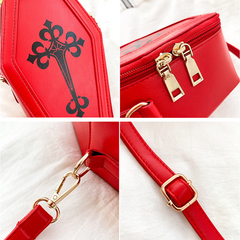 New Designer Retro Gothic Women's Characteristic Handbag Cross Cross Waist Bag Coffin Shaped Themed Party Wallet Diagonal Cross Bag