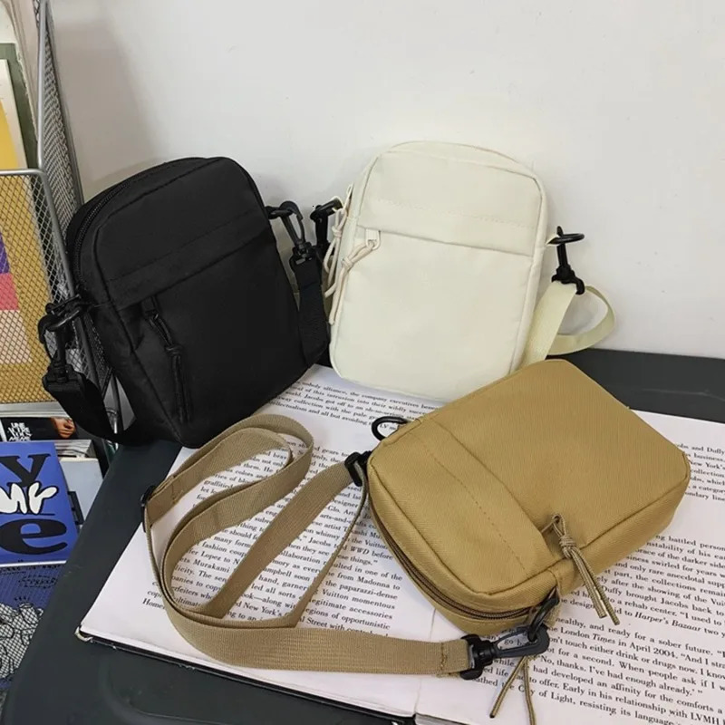 Womens cross body bag casual mens small shoulder bag solid color student phone bag mini bag 241213