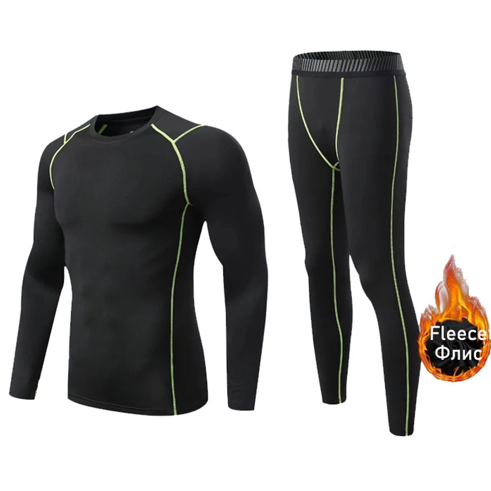 Winter Thermal Underwear Men Compression Long Sleeve Shirt Fleece Bottom Warm Sportswear Ski Base Layer Underwear Base Layer 241213