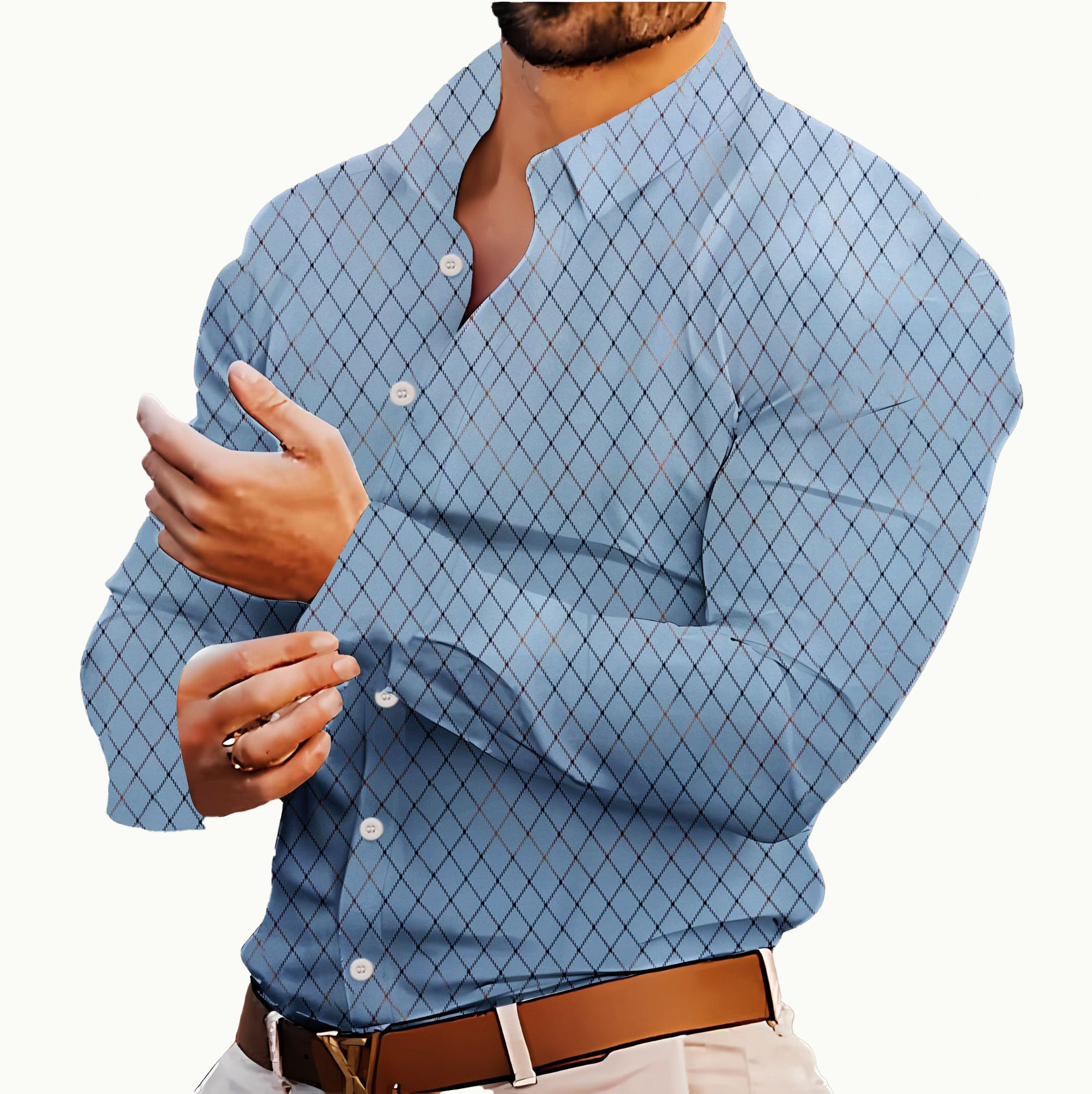 Luxury c Men's Dress sleeve Shirts top Quality Fashion New Summer Casual Print Shirt Man slim long sleeve shirt plus size