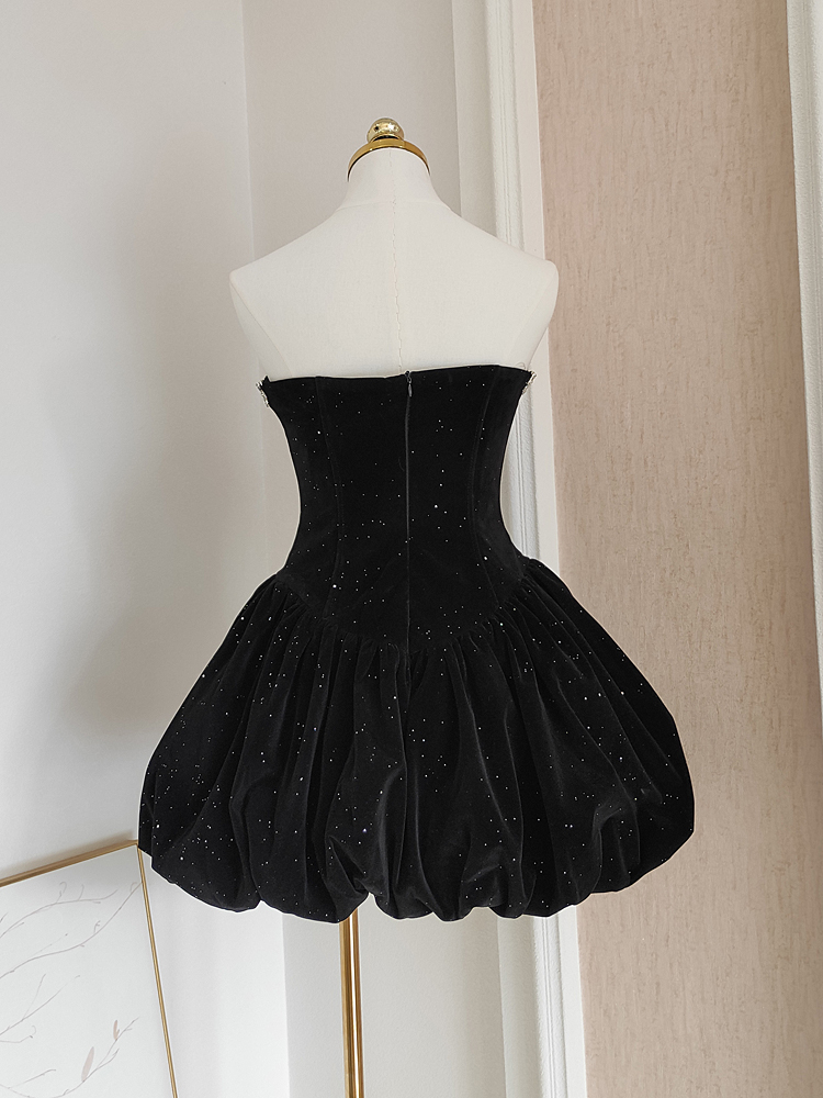 Casual Dresses Christmas Velvet Shiny A-Line Evening Party Dress Sexy Beaded Slim Blackless Bow Gathered Corsetry Dress Lady High Streetwear 2025