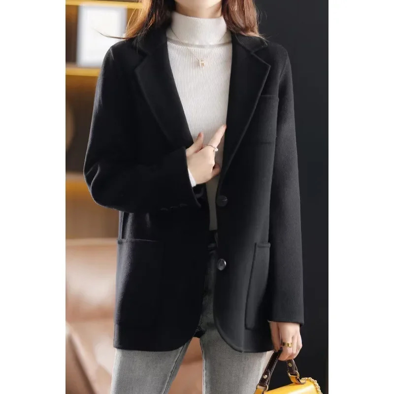 Short Woolen Coat Korean Style Womens Slimming Fashion Autumn Winter Clothes Small Size Ladies Trendy Outerwear 241214