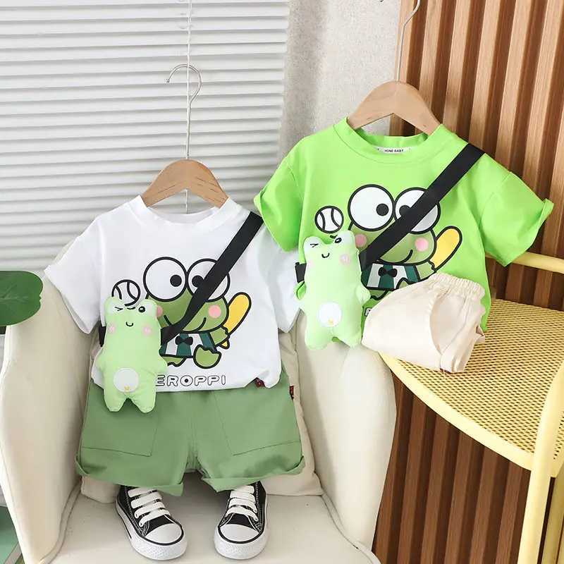 Clothing Sets Boy Summer Newborn Children Clothing 2pcs/Set Short Sleeve Cartoon T-Shirts Pants With Toy Tracksuit Suit 1 2 3 4 5 Years H241214