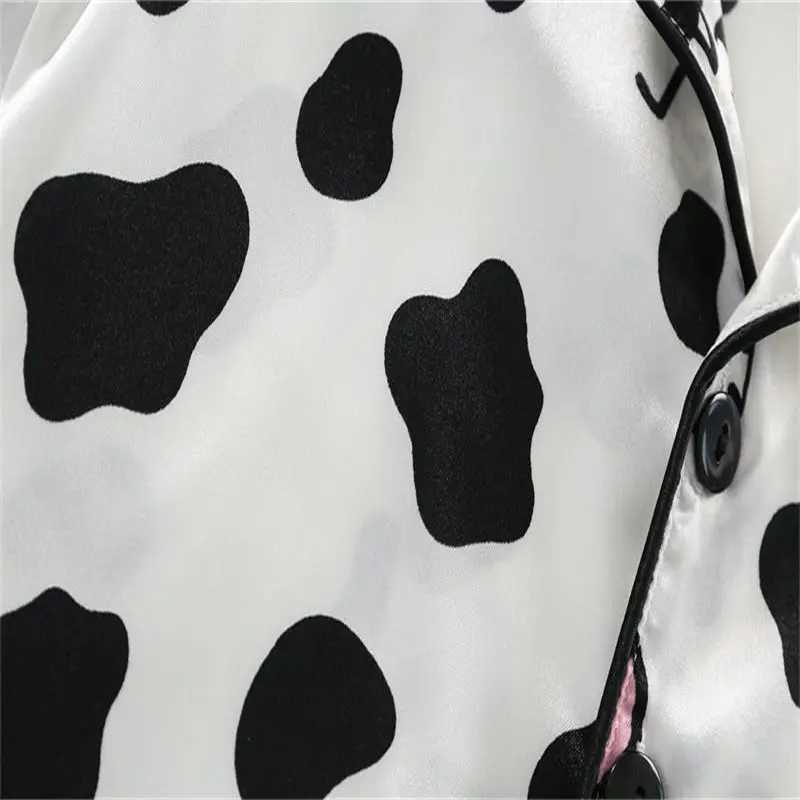Clothing Sets Boys Girls Kids Pajama Sets Cartoon Cow Short Sleeve T-Shirt Tops with Pants Toddler Baby Sleeping Clothes Pijamas Sleepwear H241214