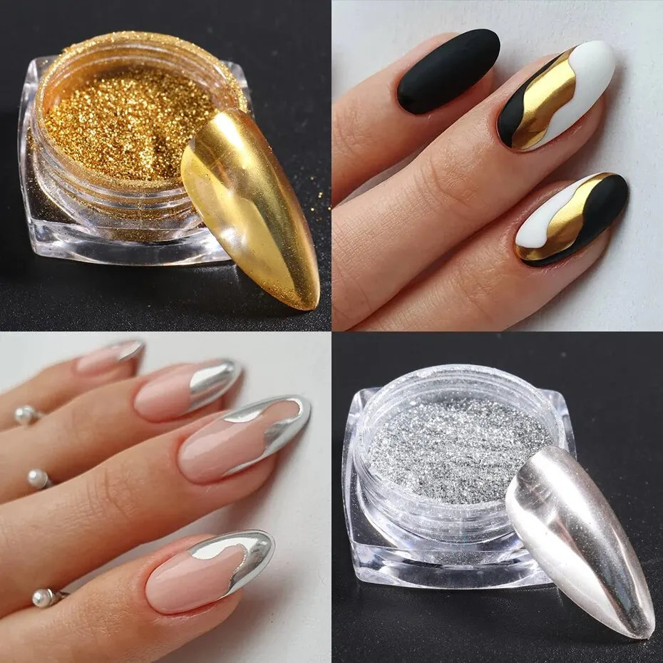 23 Colors Metallic Chrome Nail Powder Set Y2K Magic Mirror Gold Silver Decor Rubbing Glitter Pigment Flakes Manicure Accessories 241213