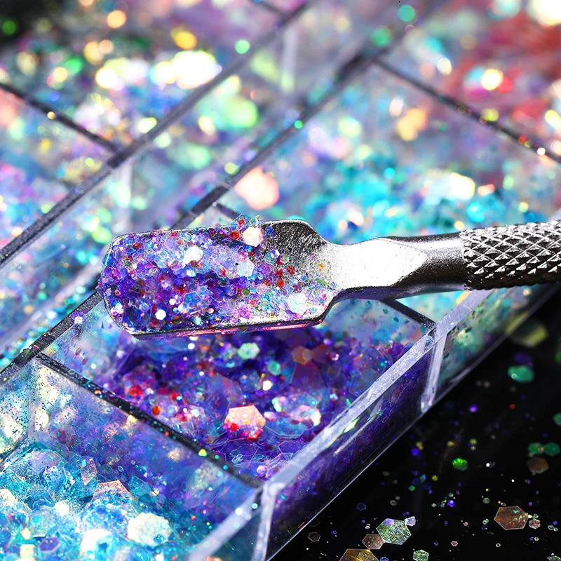1 Box Aurora Nail Sequins Crystal Thin Irregular Butterfly Star Sparkly Flakes UV Gel Polish Manicure Art Decorations 241213