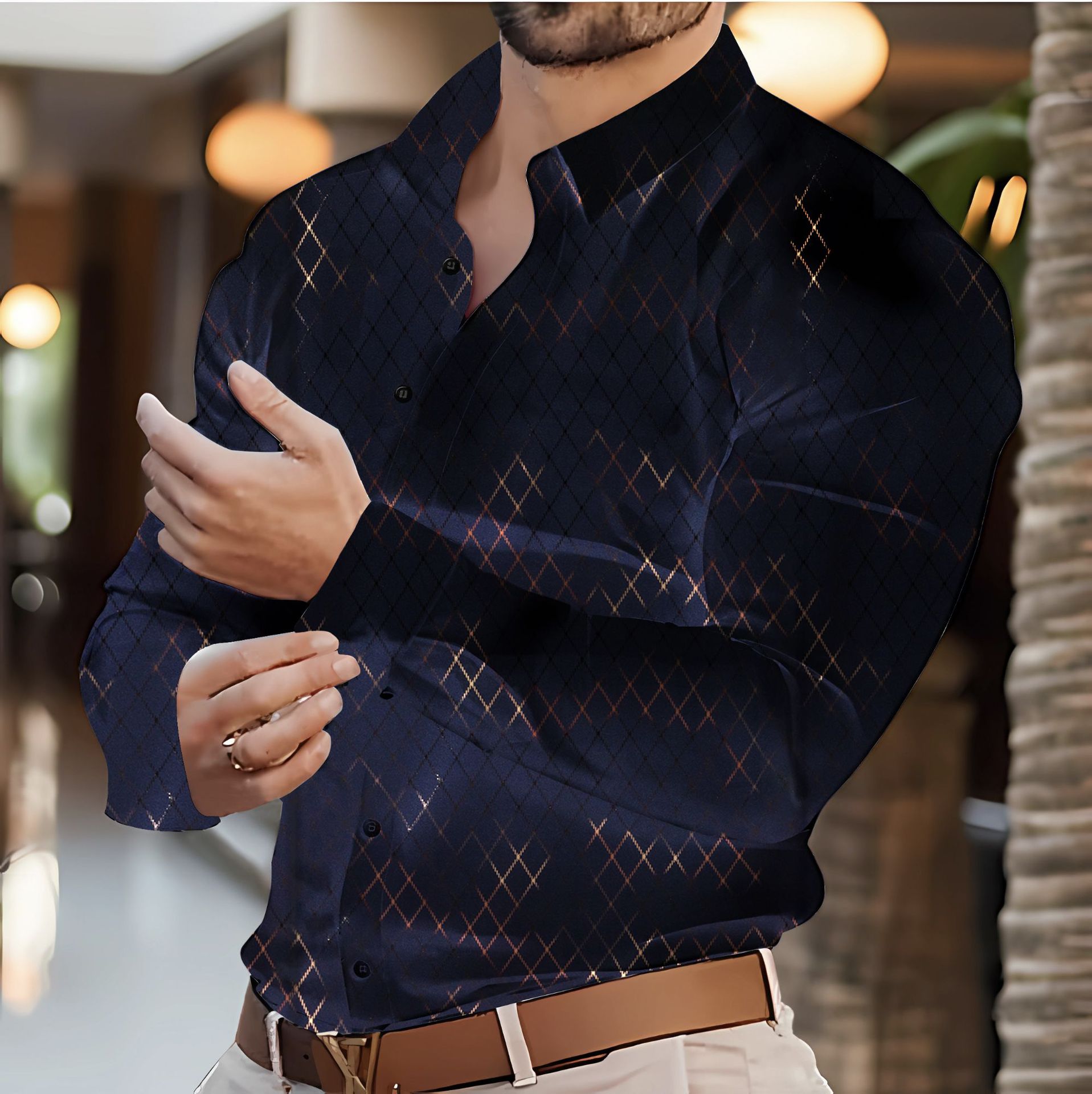 New Designer Long-sleeved Casual Cotton Plaid Shirts For Men Fashion Comfortable Tops Clothing Camisa Masculina Chemise Wholesale High Quality Shirt B