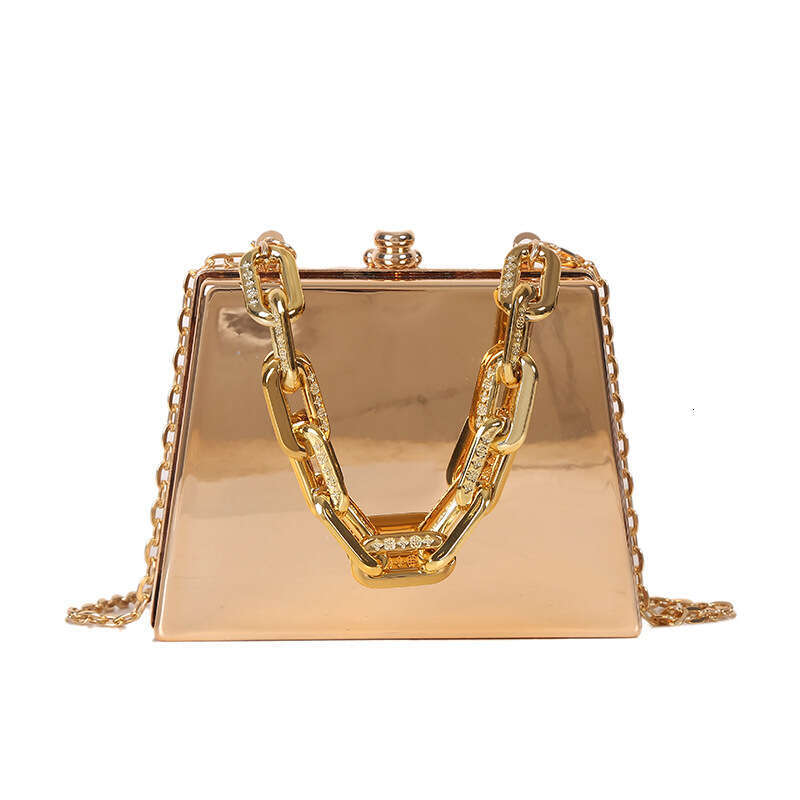 Retro Box Women's Super Hot Acrylic Small Square Bag, Metallic Texture, Bright Face Chain Handheld Crossarm, 2024 Versatile Style, New Trendy Clo