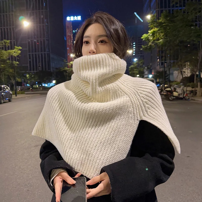 Floral scarves knitted shawls winter collars jackets bibs warm slotted clothing accessories 241211