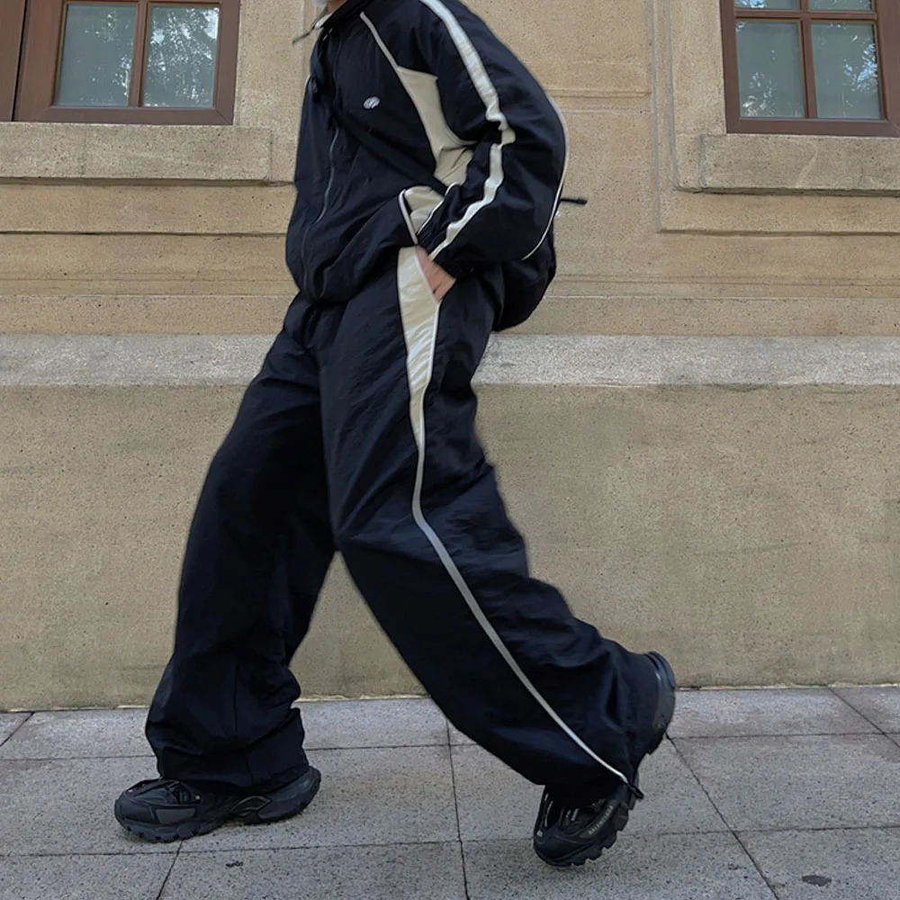 Mens Y2K Clothes Tracksuits Track Baggy Cargo Pants Oversize Clothing Joggers Harajuku Streetwear Black Wide Trousers for Men 241214