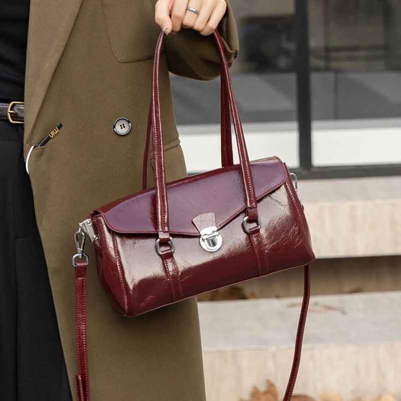 Burminsa genuine leather underwear shoulder bag womens 2025 trend cross body wallet long handle handbag womens handbag 241213