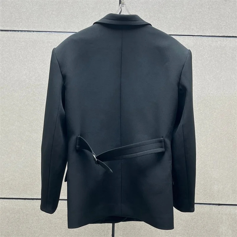 womens blazer winter outerwears double breasted slim fit suit jacket High quality long sleeved top y2k 241209