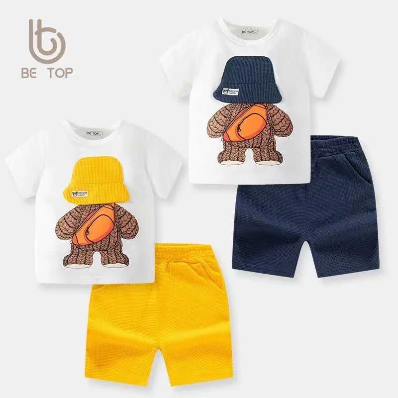 Clothing Sets Summer Baby Boy Cotton Clothes Set Cartoon Printed T-Shirts And Shorts 2 Pieces Suit Kid Casual Top Bottom Outfits Tracksuits H241214