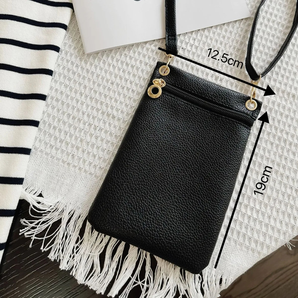 Mini Crossbody Bag PU Litchi Pattern Personalized Fashion Phone Bag Cute Womens Convenient Shoulder Bag Wallet and Handbag 241213