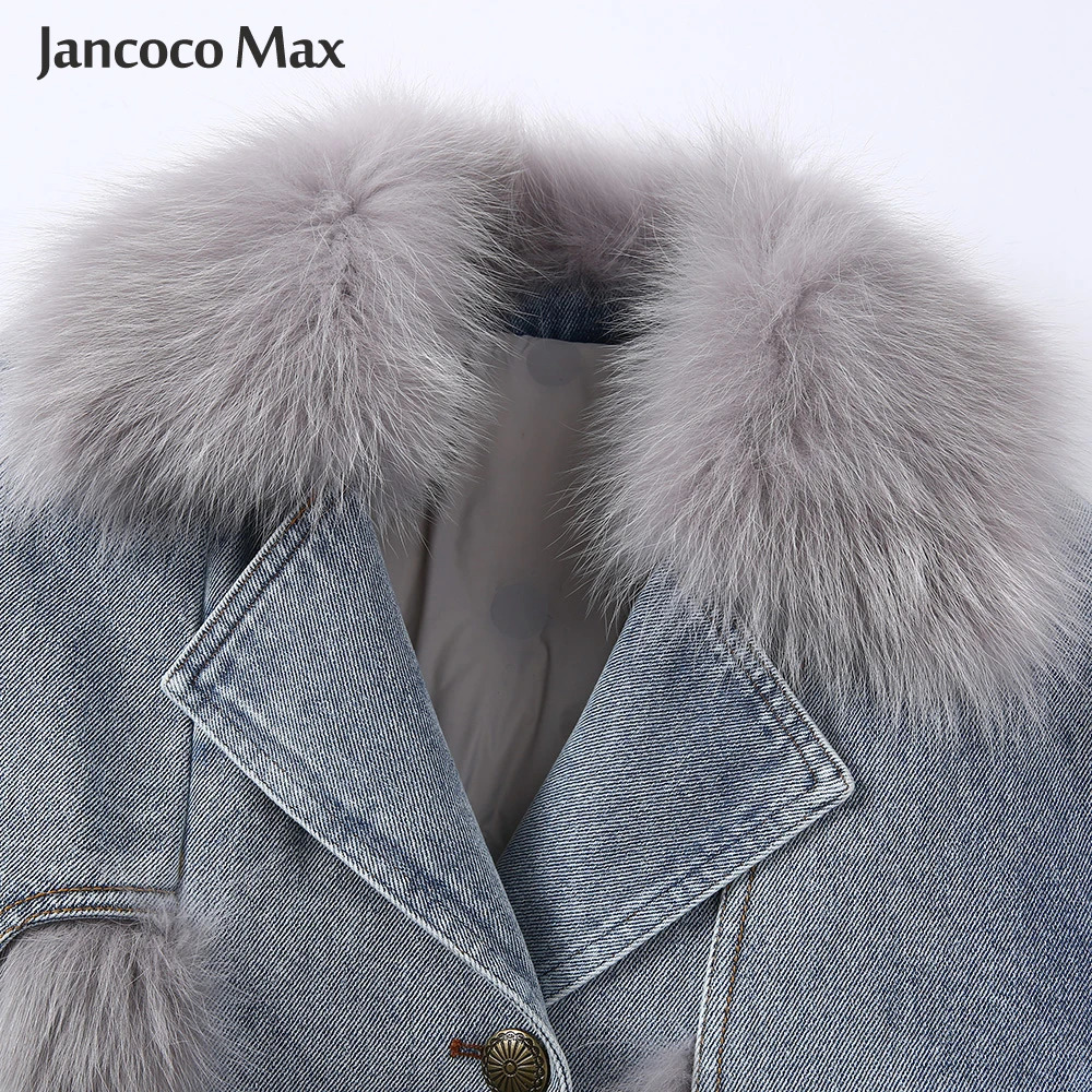 Winter fur coat womens fashion fox fur Parka warm coat womens clothing denim jacket with fur jeans S3502 241210