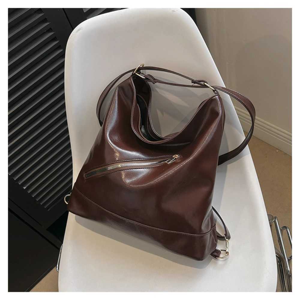 Vintage Leather Shoder Bag Wen Fashion Large Capaci Ladies Cmuting Handbag Fem Casual Travel Shopping Bag Schoolbag Z250318