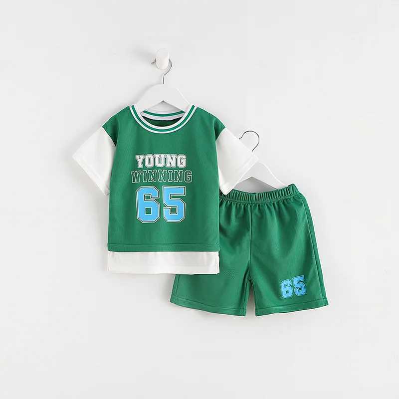 Clothing Sets Children Summer Basketball Casual Fashion Tracksuit Girls Toddler Trendy Loose Sports Clothing Boys Short Sleeve Tshirt+Short H241214