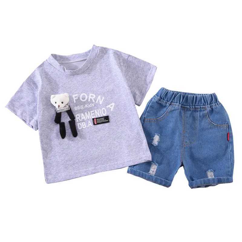 Clothing Sets Summer Children Boys Girl Clothing Kids Cartoon T-Shirt Shorts 2Pcs/Sets Toddler Leisure Suits Baby Cotton Tracksuits 0-5 Years H241214