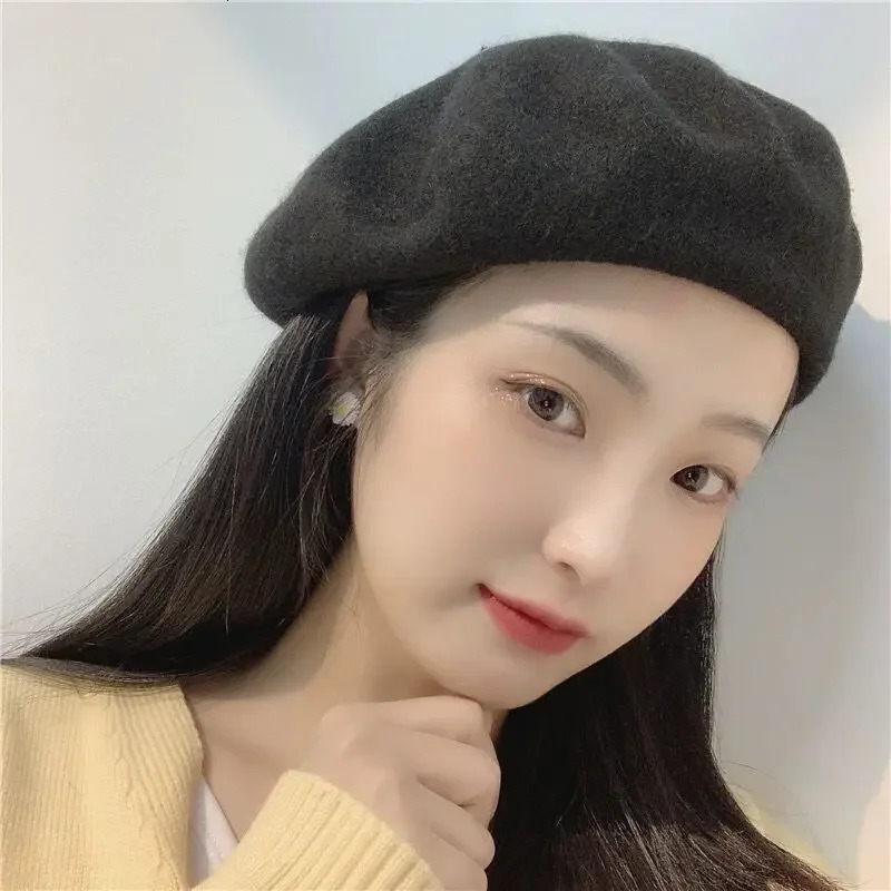 Colorful Warm Beret Womens Retro French Painter Artist Hat Solid Color Elegant Autumn Thick Bean 241210