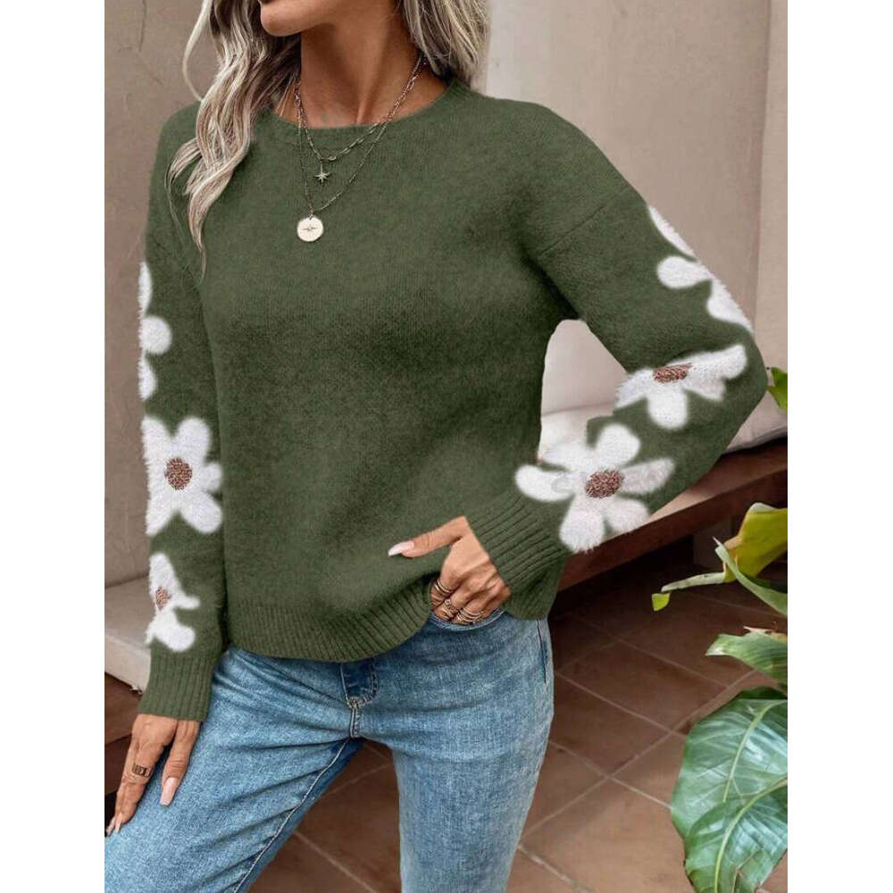Autumn And Winter Fashion Temperament Elegant Wer Jacquard Knitted Pullover Clothes Autumn Women