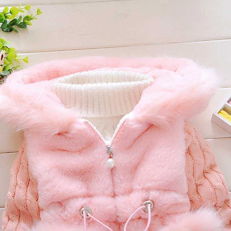 1 2 3 4 Years Autumn Winter Girls Jacket Fur Collar Keep Warm Fashion Little Princess Plush Coat Hooded Zipper Baby OuterwearXJ241214