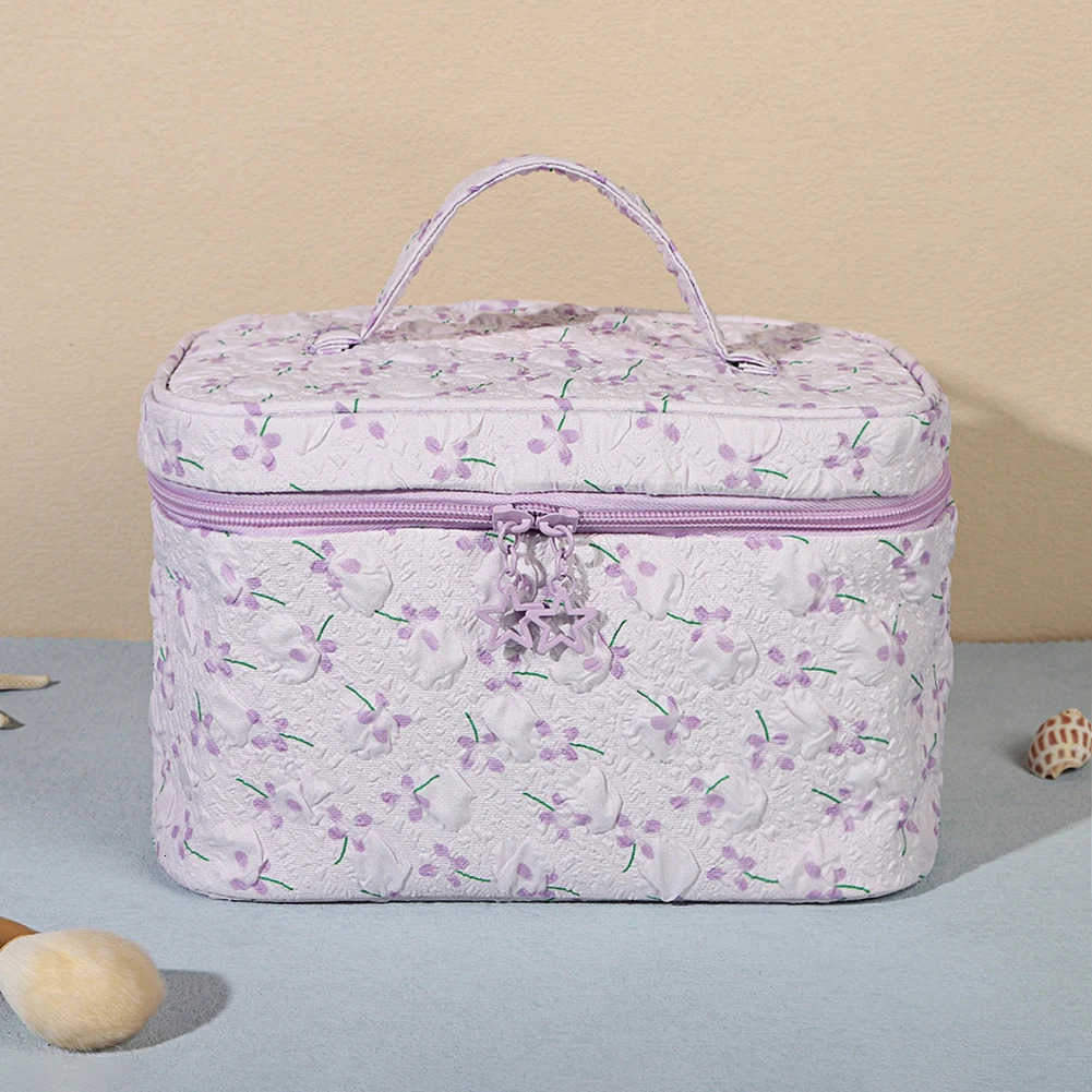 3Pcs Floral Makeup Bag Makeup Storage Bag Large Capacity Cosmetic Holder Bag Aesthetic Portable Cosmetic Pouch Soft Toiletry Bag 241212