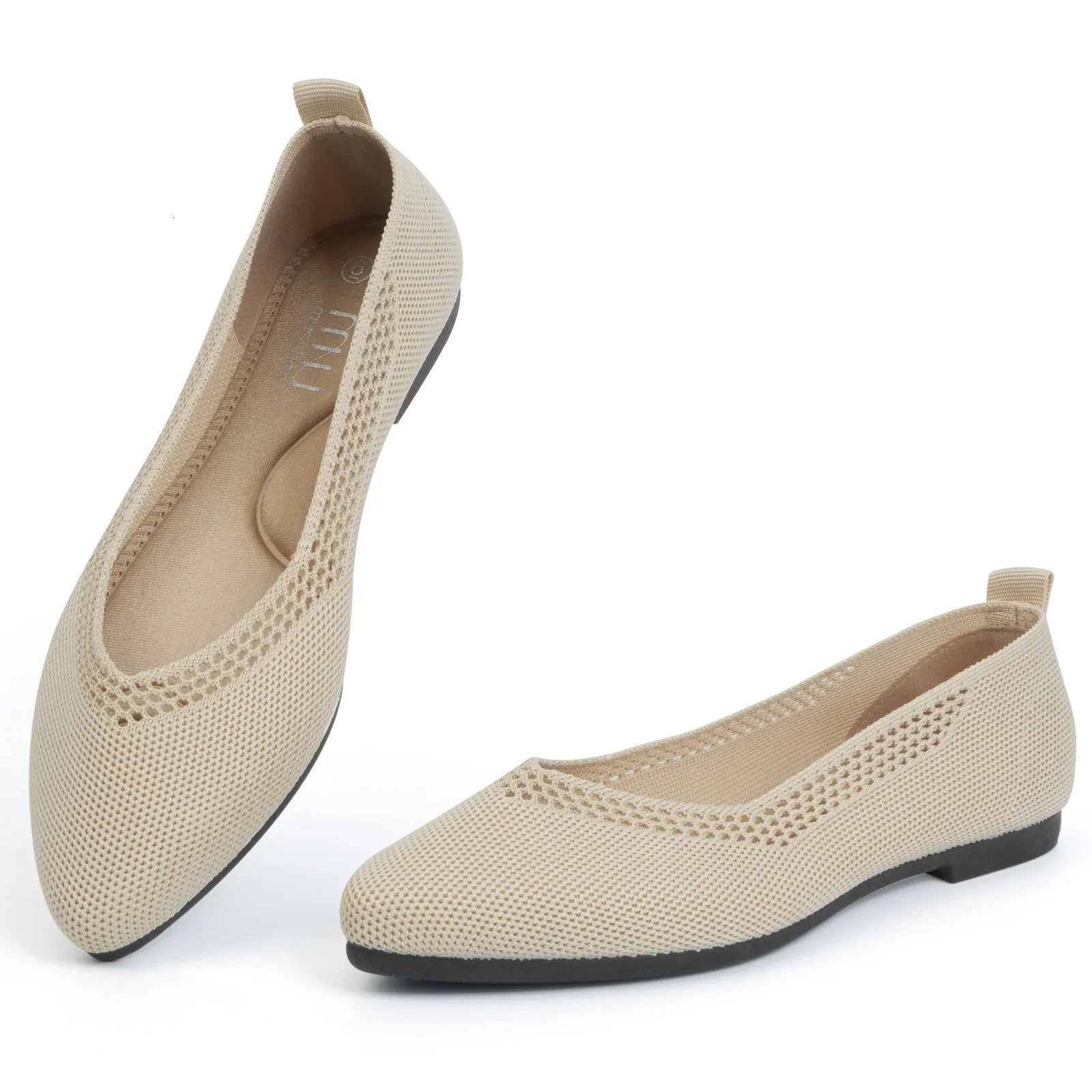 Samilor Fly Woven Flat Shoes Womens Pointed Toe Breathable Ballet Flat Shoes Shallow Mouth Slip on Loafers Knitted Elastic Moccasins 241213