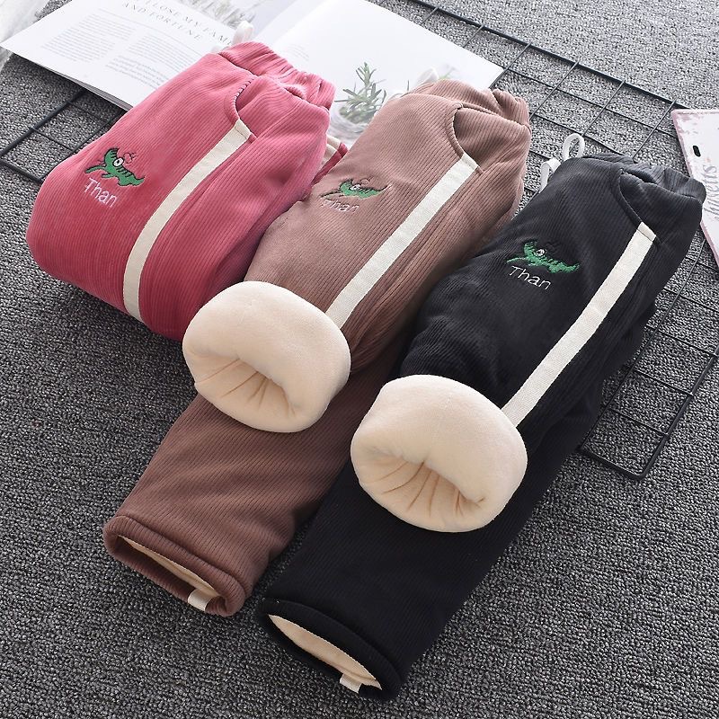 Trousers Childrens Long Pants With Thick Velvet For Winter Clothing Bathroom Integrated Babies Autumn And Casual Loose Girls Boys Dro Oto4A