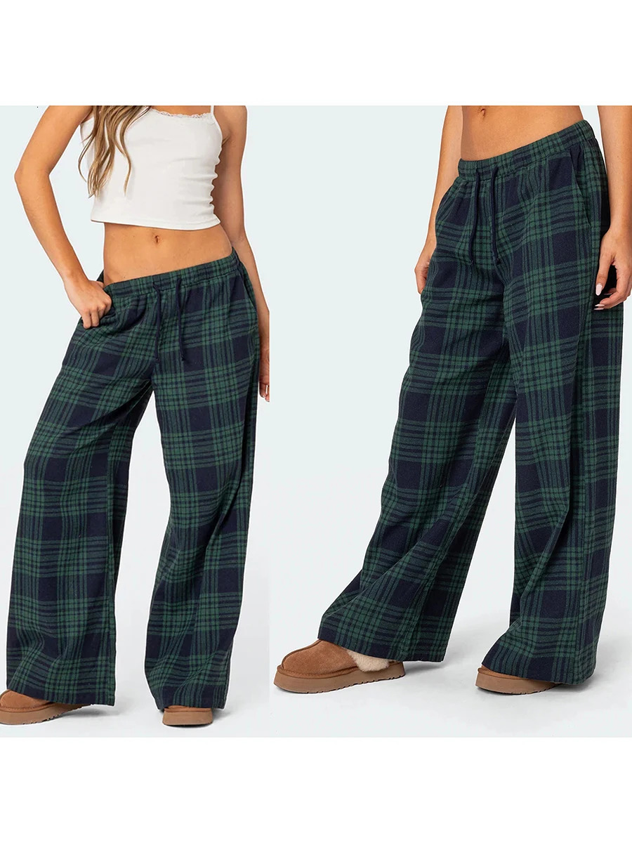 2024 womens casual mens classic plain weave elastic waist loose wide leg pants 241212