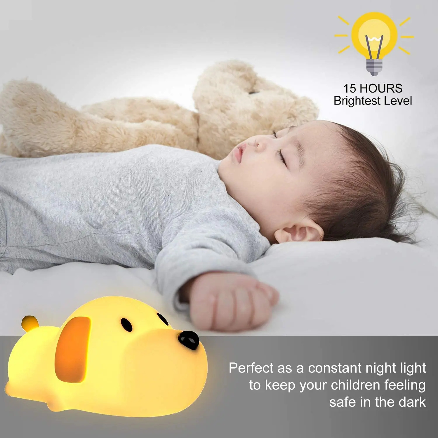 Silicone LED Papa Puppy Night Light Animal Lamp Touch Sensor Dog Night Lamp Children Kid Bedside Bedroom Decor Birthday Gifts 241216