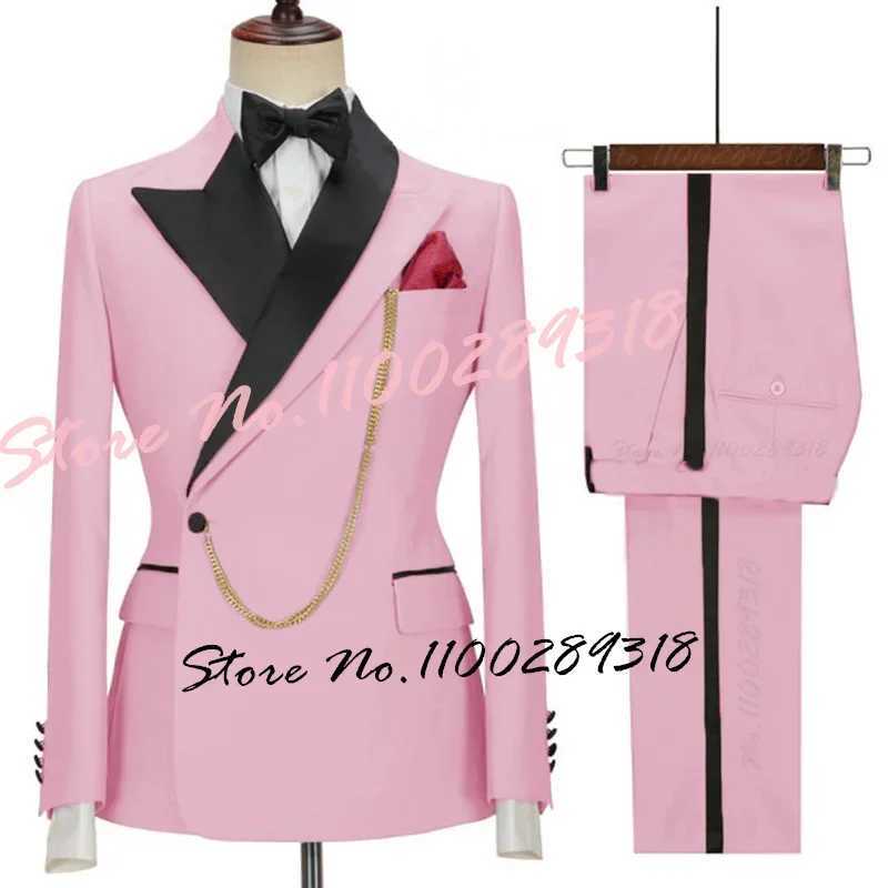 2024 Latest Designs Luxury Men Suit Set Slim fit Groomsmen Groom Wedding Dress Tuxedos Costume Homme Mariage 2PCS(Blazer+Pants) W241216