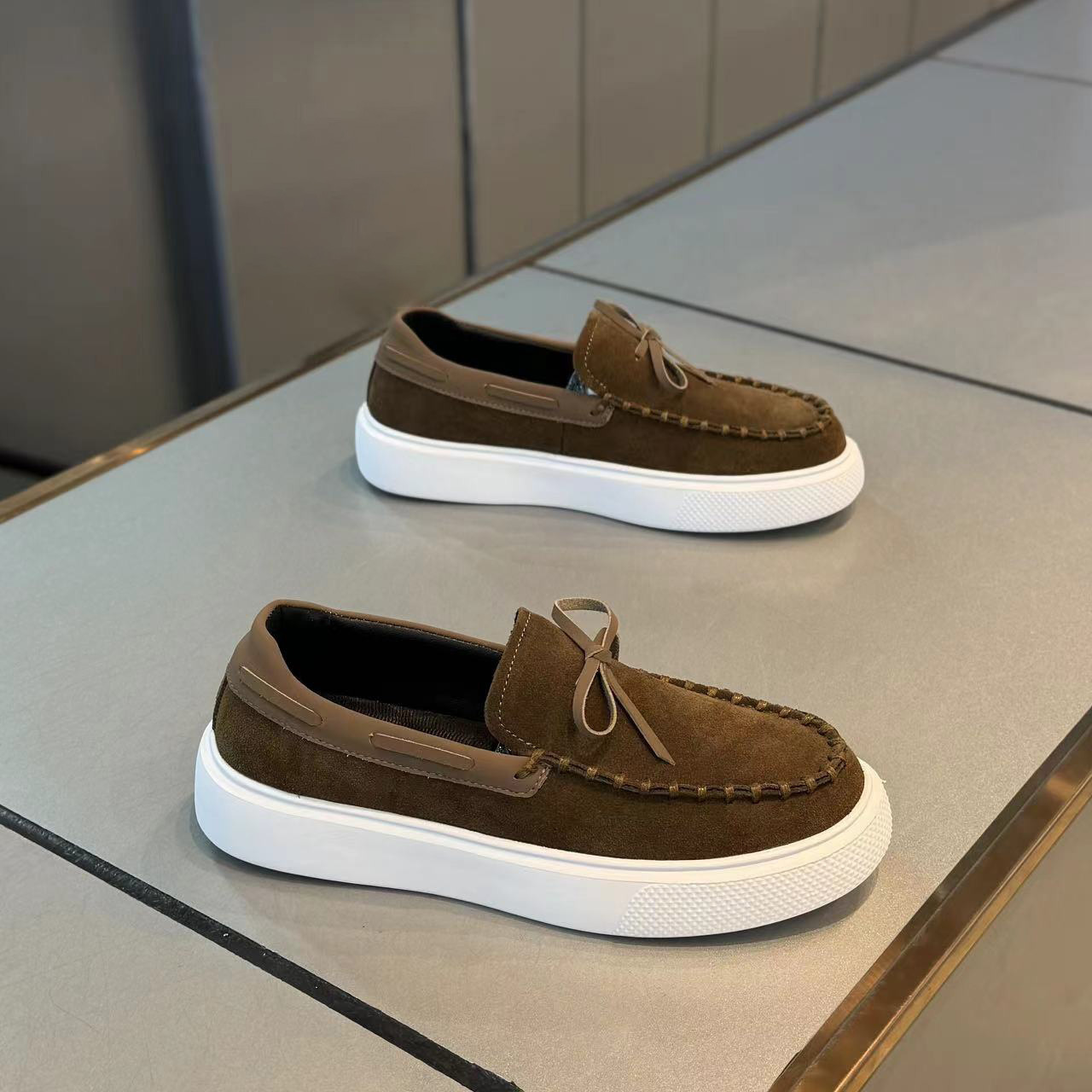 Men Casual Shoes Fashion Simple Style Designer Shoes Slip-on Solid Color Versatile Breathable Comfort Thick Sole Triple Black Brown Light Tan Free shi
