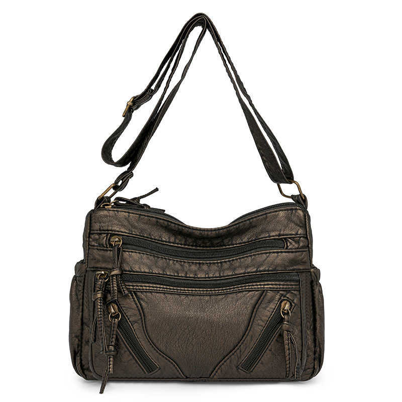 crossbody bag, middle-aged fashionable women's bag, versatile temperament, soft leather large capacity multi-layer shoulder bag women 241215