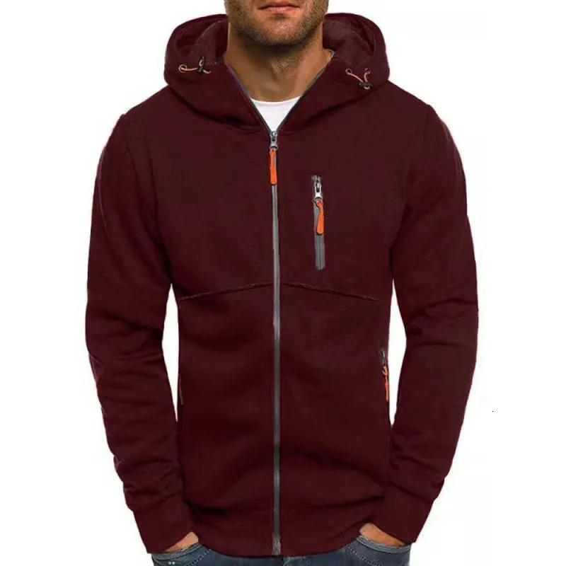 Mens Hoodies Long Sleeve Sweatshirt Zipper Hooded Sweatshirt for Men Clothing Sportswear Slim Fit Casual Jacket 241214