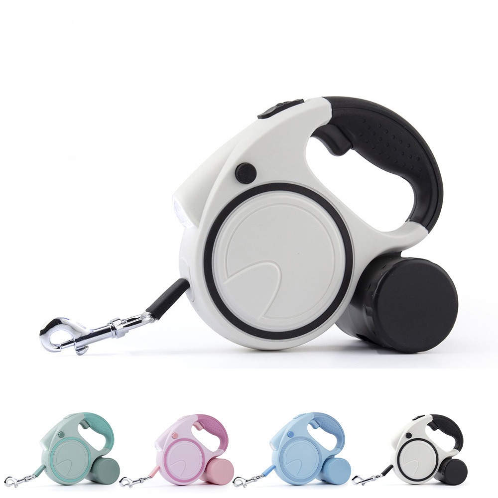5M Retractable Dog Leash Automatic Pet Walking Lead with Waste Bag Holder for Small Medium Dogs