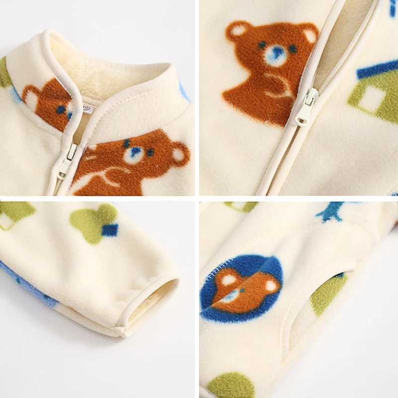 2-7 Years Boys Autumn Winter Printed Polar Fleece Jacket For Girls Fashion Stand Collar Plush Coat Cardigan Kids ClothesXJ241214