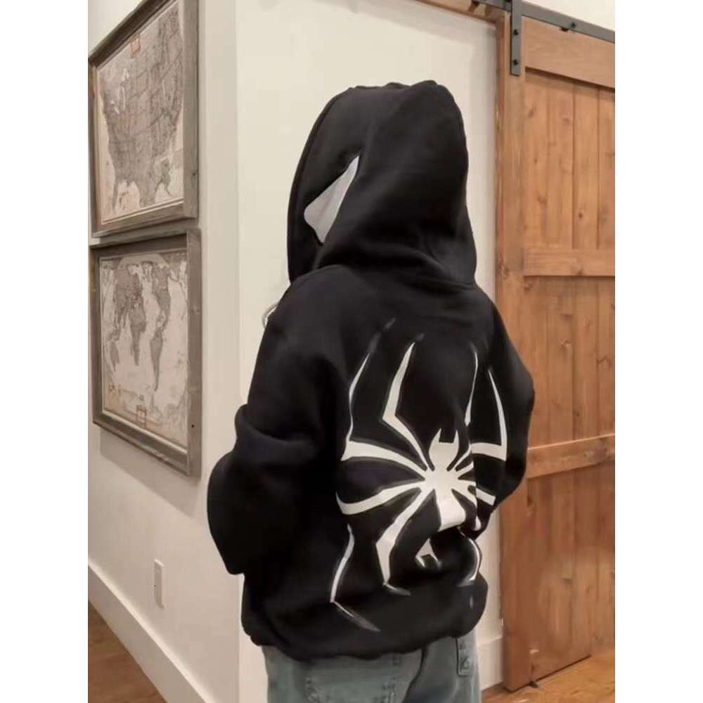 European Halloween Personalized Men's Women's Sweaters and Hoodies Y2K Couples Large Spider Man Zip Hoodie